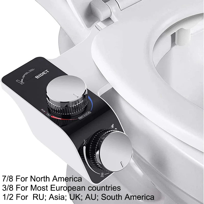 Bidet Toilet Seat Attachment Non-Electric Self-Cleaning Dual Nozzles Wash Hot Cold Mixer Water Lady Bathroom Accessories Sprayer