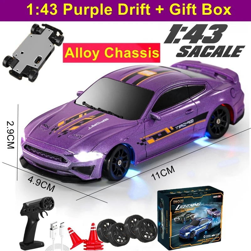 1/64 or 1/43 Mini Drift RC Car  Remote Control Racing Vehicle with LED Lights Radio Controlled High Speed Car Desktop Toys