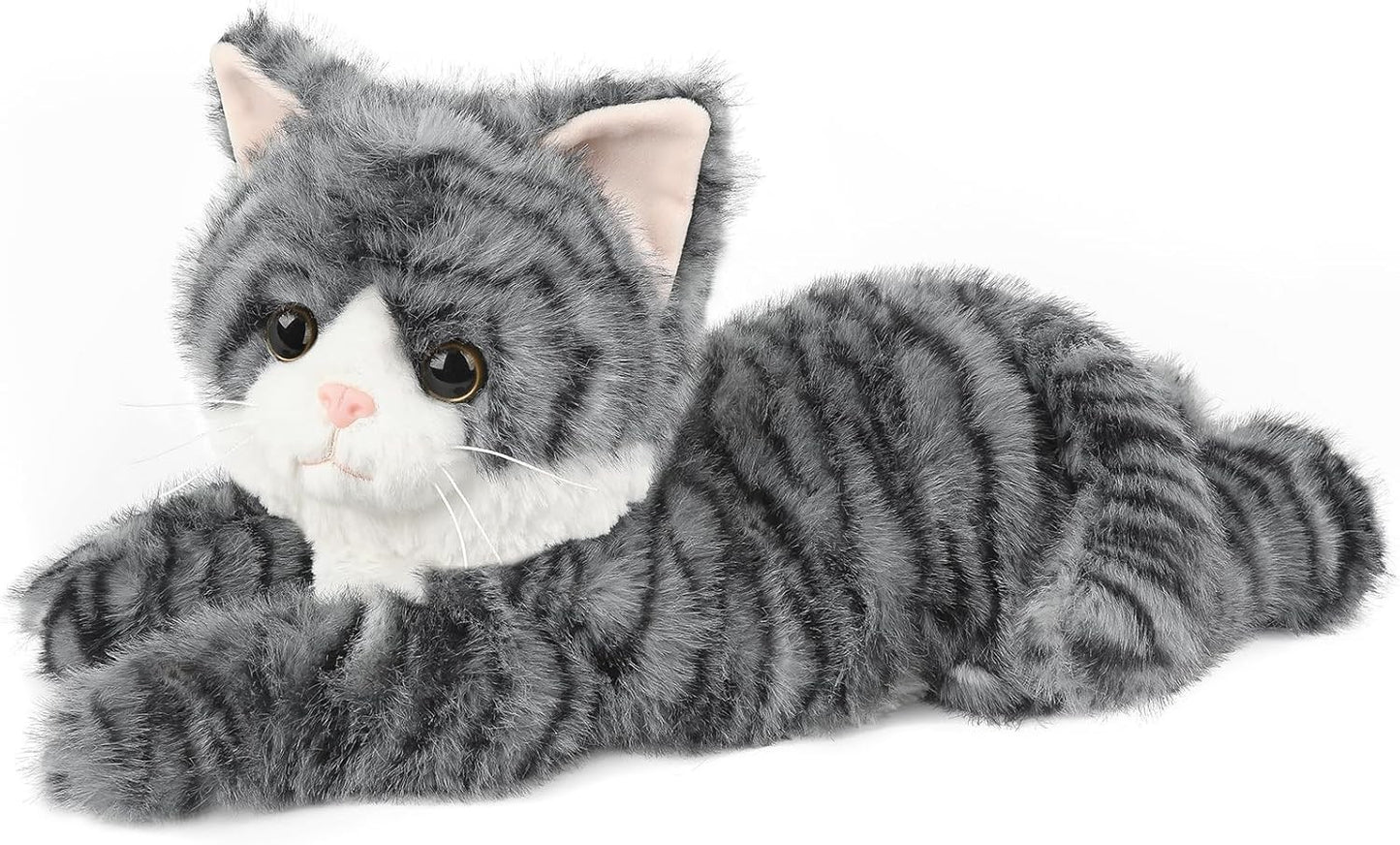 Cuckool Gray Tabby Cat Stuffed Animals, Microwavable Stuffed Animals Heating Pad