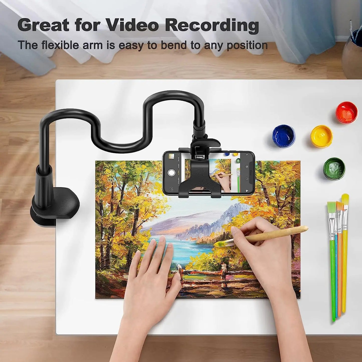 Phone Holder Stand Lazy Bracket Headrest Bed 360 Flexible Long Arms Clamp Mount for Iphone Samsung and 3.5~6.7" Device