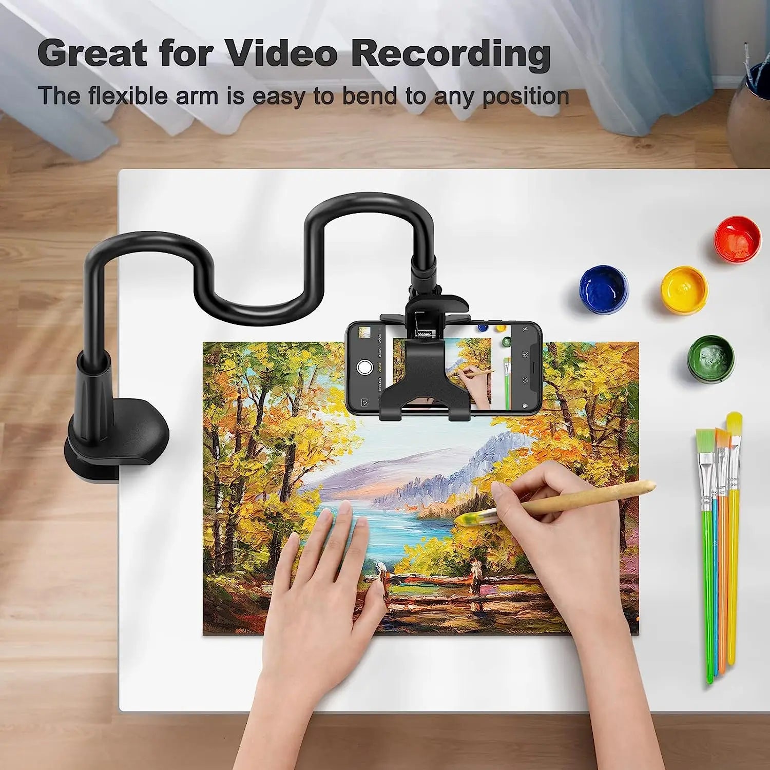 Phone Holder Stand Lazy Bracket Headrest Bed 360 Flexible Long Arms Clamp Mount for Iphone Samsung and 3.5~6.7" Device