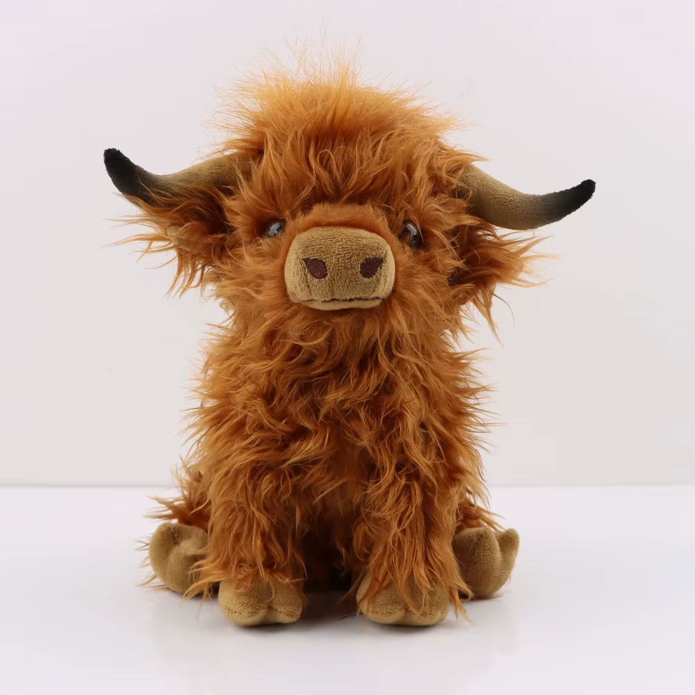 Highland Cow Plush Toy - Adorable Realistic Stuffed Animal with Long Fluffy Hair, Soft Cuddly Gift for Kids, Children & Collecto