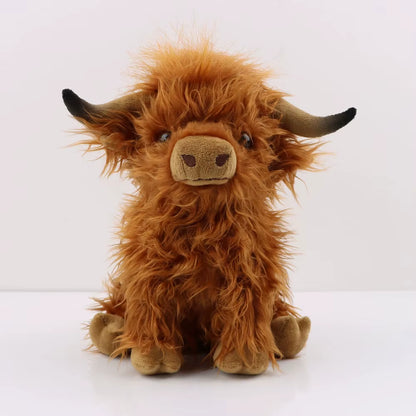 Highland Cow Plush Toy - Adorable Realistic Stuffed Animal with Long Fluffy Hair, Soft Cuddly Gift for Kids, Children & Collecto