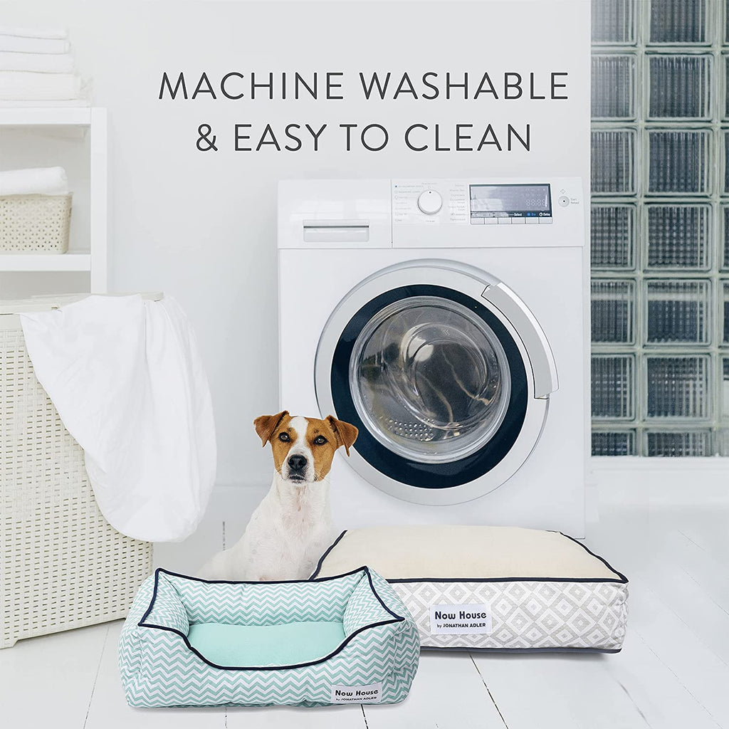 Teal Chevron Cuddler Dog Bed by Now House: Washable, Small Dog Bed