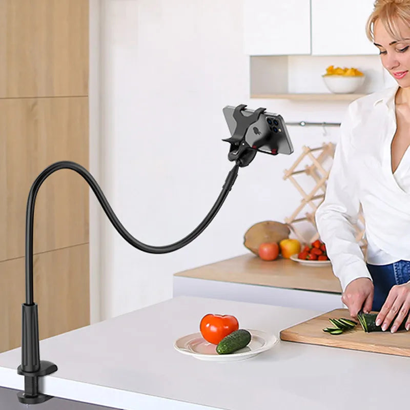 Phone Holder Stand Lazy Bracket Headrest Bed 360 Flexible Long Arms Clamp Mount for Iphone Samsung and 3.5~6.7" Device