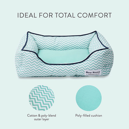 Teal Chevron Cuddler Dog Bed by Now House: Washable, Small Dog Bed
