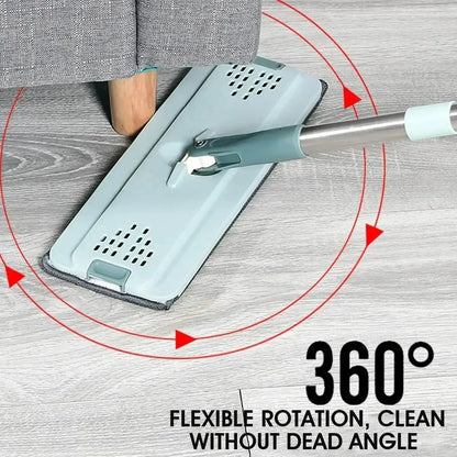 Flat Squeeze Mop with Bucket, Easy Wring, All-Purpose Floor Cleaning, Microfiber Pads, Wet or Dry,For Hardwood & Laminate Floors