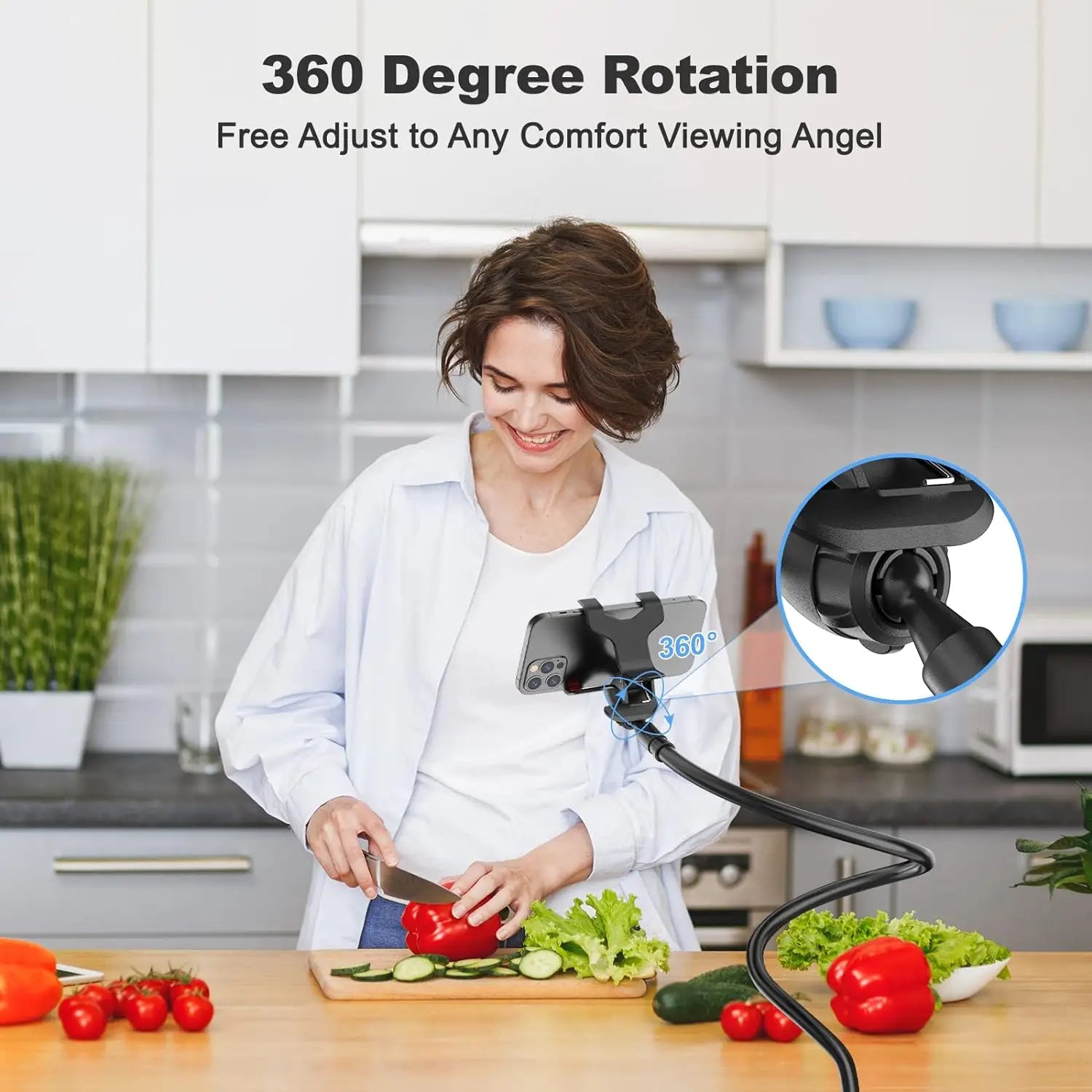 Phone Holder Stand Lazy Bracket Headrest Bed 360 Flexible Long Arms Clamp Mount for Iphone Samsung and 3.5~6.7" Device