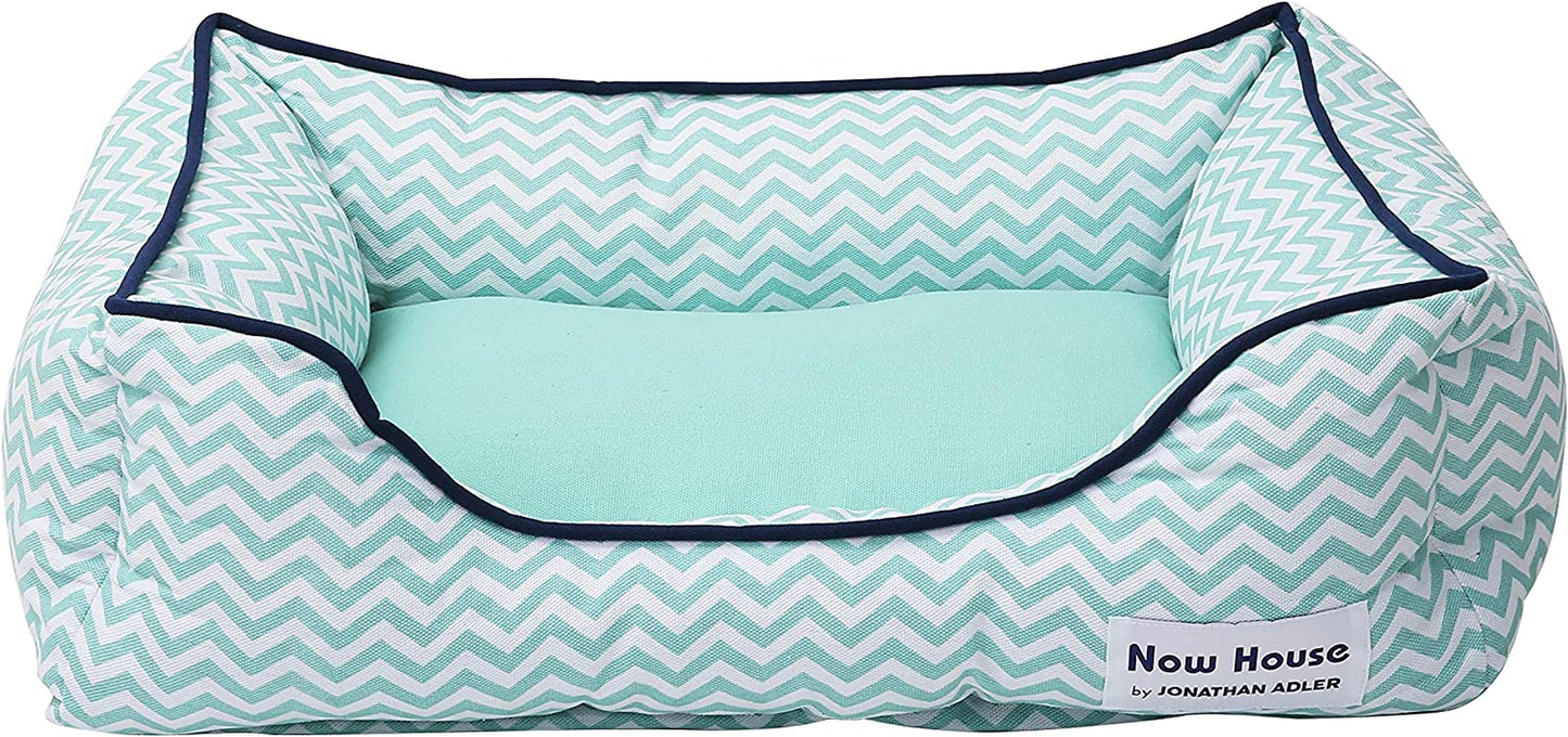 Teal Chevron Cuddler Dog Bed by Now House: Washable, Small Dog Bed
