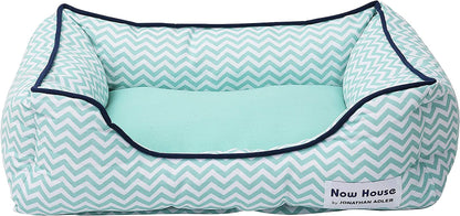 Teal Chevron Cuddler Dog Bed by Now House: Washable, Small Dog Bed