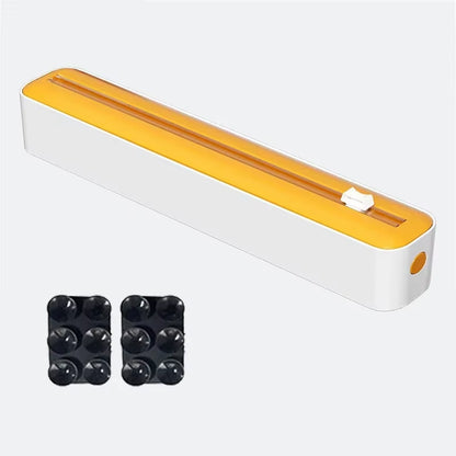 2 in 1 Food Film Dispenser Wrap Dispenser with Cutter Storage Box Aluminum Foil Stretch Film Cutter Wall Shelf Kitchen Organizer