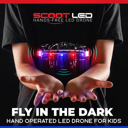 Scoot LED Hand Operated Drone for Kids or Adults - Hands Free Motion Sensor Mini Drones, Easy Indoor Flying Orb Ball Small UFO Toy for Boys and Girls (Red/Blue)