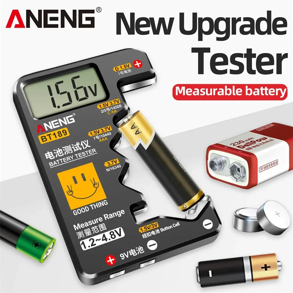 BT189 Button Cell Battery Tester 9V N D C AA AAA Universal Household LCD Display Battery Tester Power Bank Detectors Tools