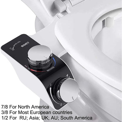 Bidet Toilet Seat Attachment Non-Electric Self-Cleaning Dual Nozzles Wash Hot Cold Mixer Water Lady Bathroom Accessories Sprayer