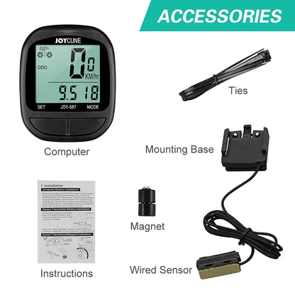 Bike Computer Bicycle Waterproof Wired Speedometer and Odometer Stopwatch Cycle Bike Computer with LED Display for Cycle Match