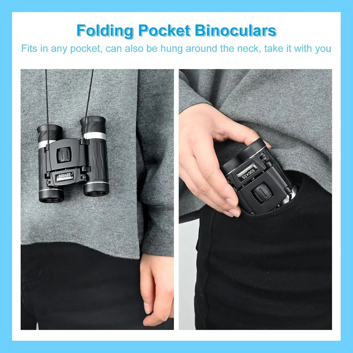 5000M/50000M Portable Binoculars 500X25 High Magnification HD Mini Straight Tube Outdoor Photography Telescope