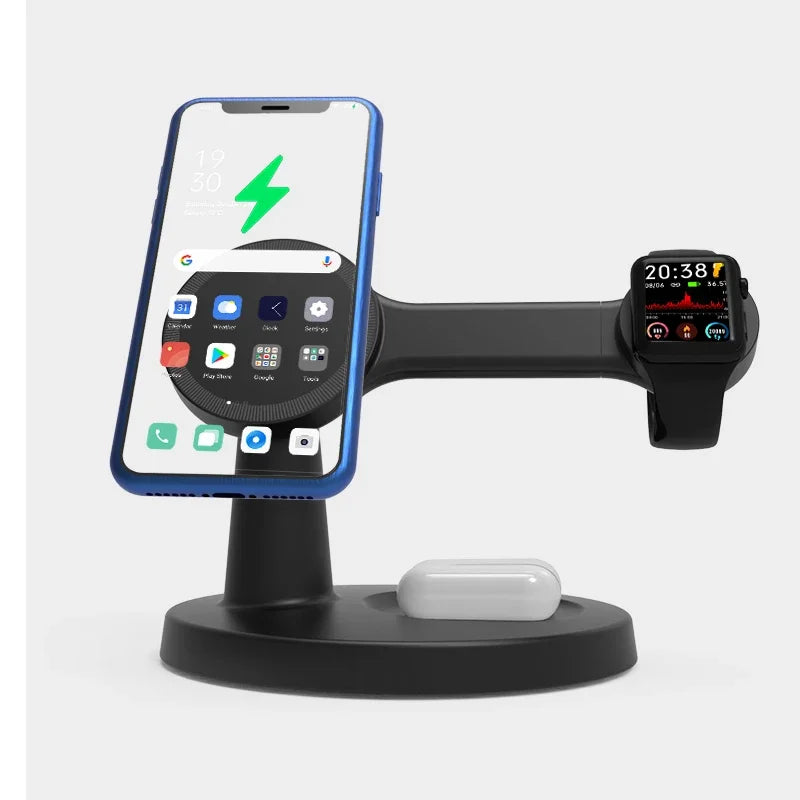 3 in 1 Magnetic Wireless Charger Stand for Magsafe Iphone 16 15 14 13 Pro Max Apple Watch 9 8 Airpods Pro Fast Charging Station
