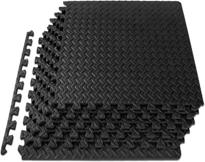 Puzzle Exercise Mat ½ In, EVA Interlocking Foam Floor Tiles for Home Gym, Mat for Home Workout Equipment, Floor Padding for Kids, Grey, 24 in X 24 in X ½ In, 48 Sq Ft - 12 Tiles