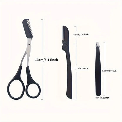 Three-Piece Stainless Steel Eyebrow Clip Comb Scissors Eyebrow Trimmer Eyebrow Trimmer Tool
