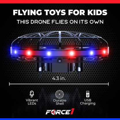 Scoot LED Hand Operated Drone for Kids or Adults - Hands Free Motion Sensor Mini Drones, Easy Indoor Flying Orb Ball Small UFO Toy for Boys and Girls (Red/Blue)